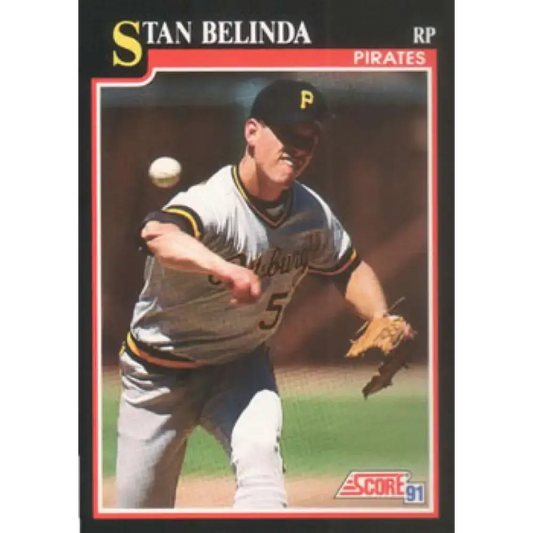 1991 Score #296 Stan Belinda NM-MT Pittsburgh Pirates Baseball Card - Baseball Card Single