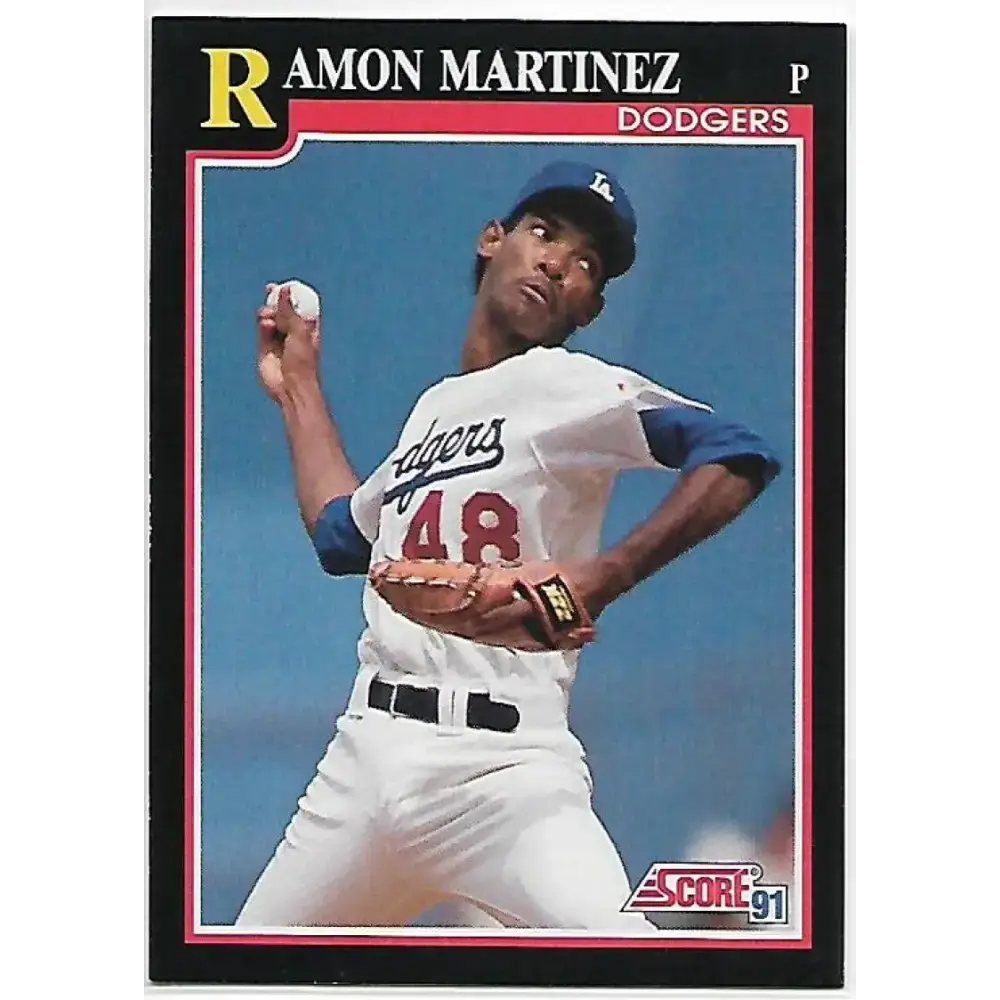 1991 Score #300 Ramon Martinez NM-MT Los Angeles Dodgers Baseball Card - Baseball Card Single