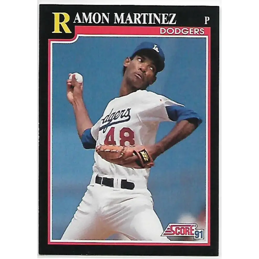 1991 Score #300 Ramon Martinez NM-MT Los Angeles Dodgers Baseball Card - Baseball Card Single