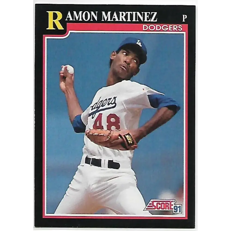 1991 Score #300 Ramon Martinez NM-MT Los Angeles Dodgers Baseball Card - Baseball Card Single