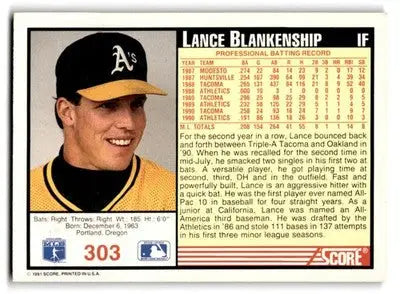1991 Score #303 Lance Blankenship - Baseball Card Single