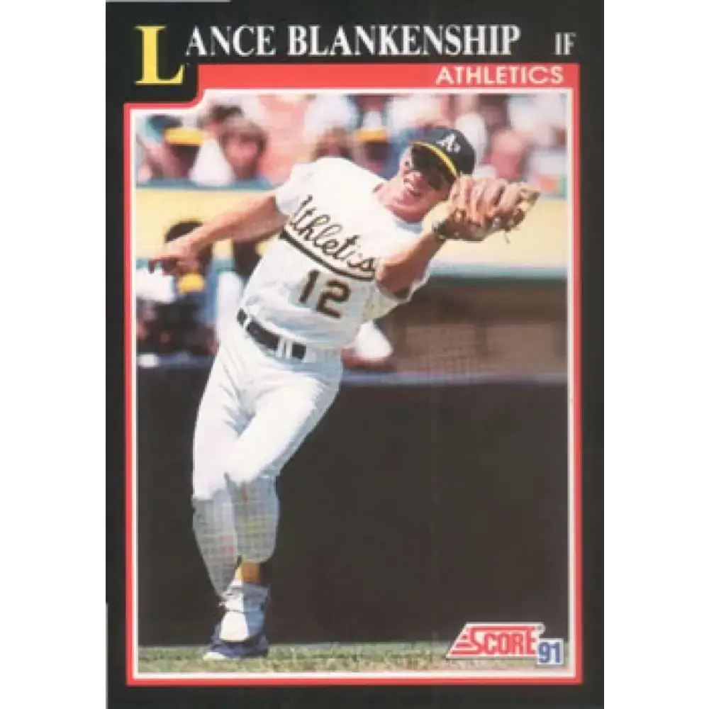 1991 Score #303 Lance Blankenship NM-MT Oakland Athletics Baseball Card - Baseball Card Single