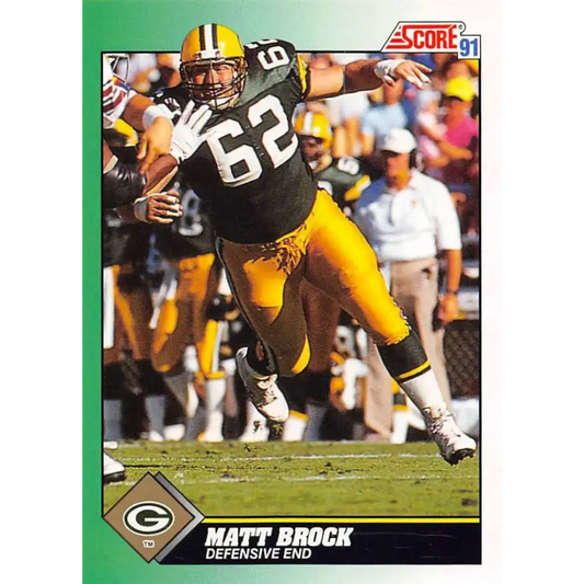 1991 Score #303 Matt Brock EX Excellent RC Rookie Green Bay Packers Football Card - Football Card Single