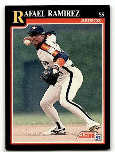 Original gloss Rafael Ramirez Houston baseball card from 1991 Score #305 Ramirez Houston Astros