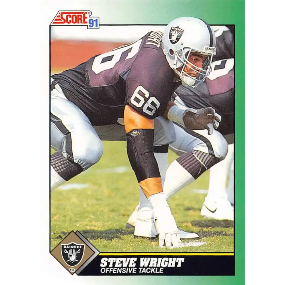 1991 Score #306 Steve Wright EX Excellent RC Rookie Los Angeles Raiders Football Card - Football Card Single