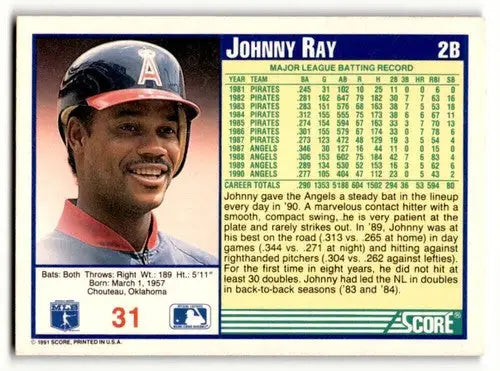 Johnny Ray California Angels baseball card from 1991 Score #31, EX/NM condition