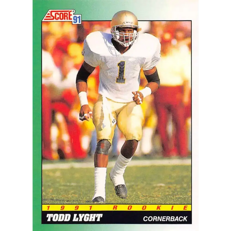1991 Score #318 Todd Lyght EX Excellent RC Rookie Notre Dame Fighting Irish Football Card - Football Card Single