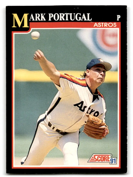 Original gloss 1991 Score Mark Portugal baseball card featuring excellent Astros ID 70087