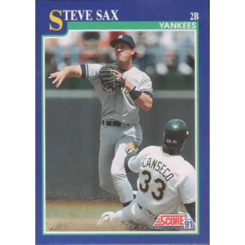1991 Score #32 Steve Sax NM-MT New York Yankees Baseball Card - Baseball Card Single