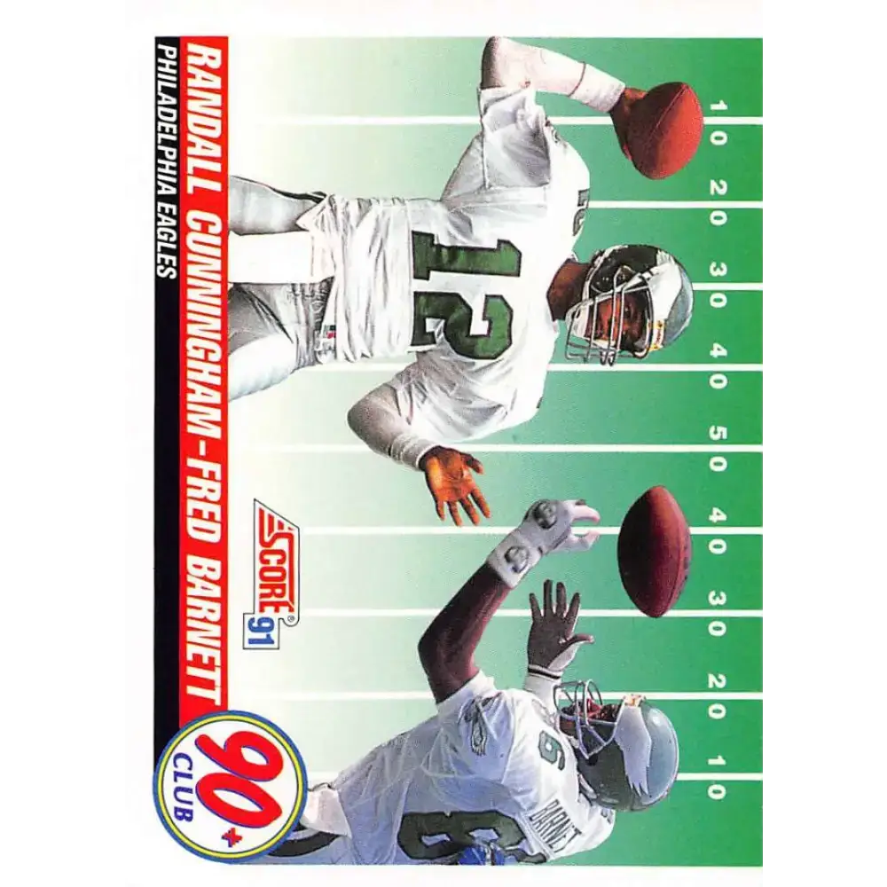 1991 Score #320 Randall Cunningham/Fred Barnett EX Excellent Philadelphia Eagles Football Card - Football Card Single