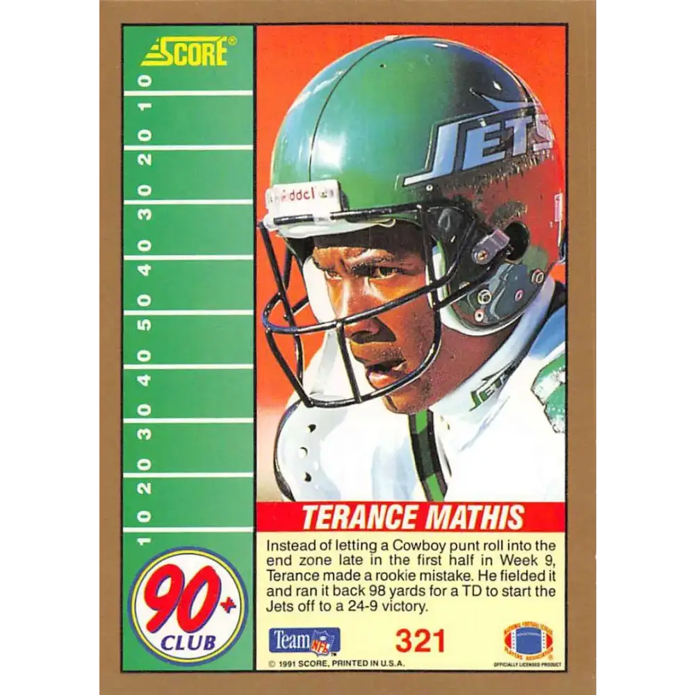 1991 Score #321 Terance Mathis EX Excellent New York Jets Football Card - Football Card Single
