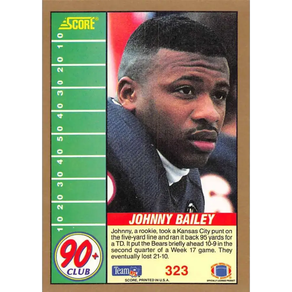 1991 Score #323 Johnny Bailey EX Excellent Chicago Bears Football Card - Football Card Single
