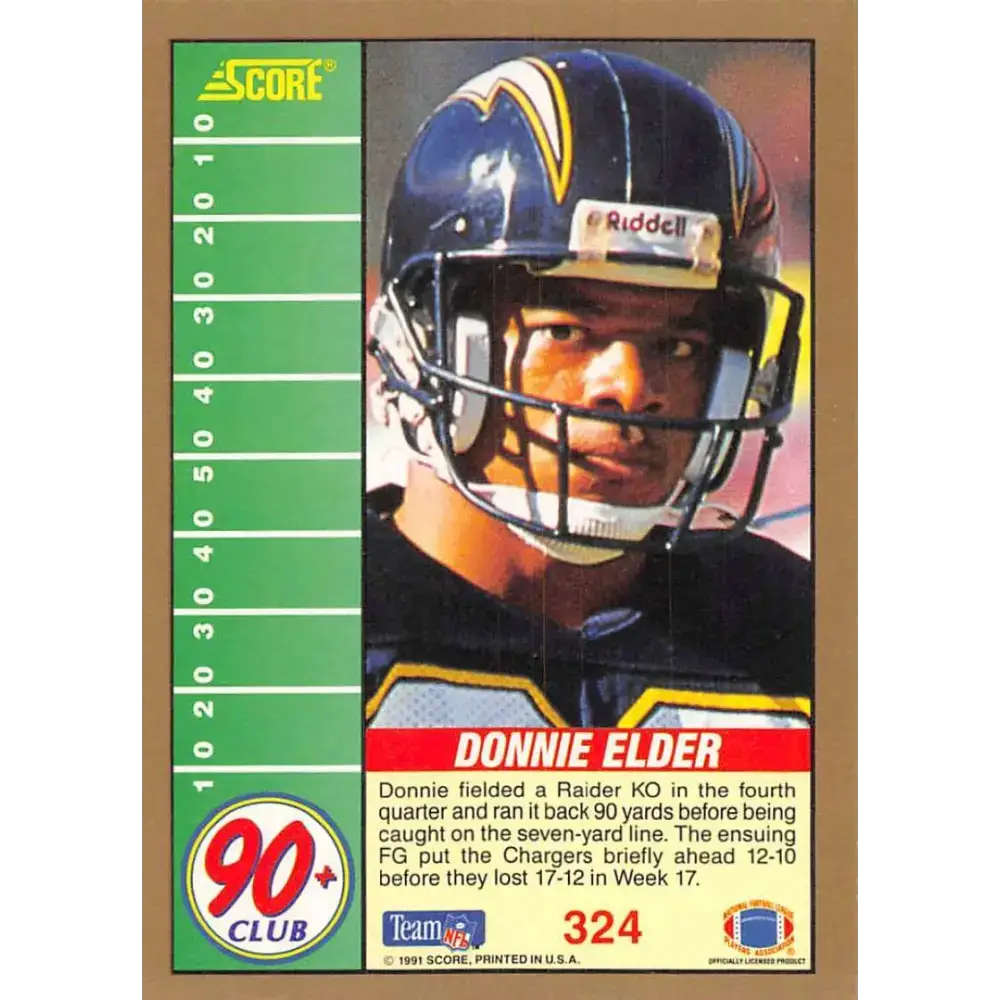 1991 Score #324 Donnie Elder EX Excellent San Diego Chargers Football Card - Football Card Single