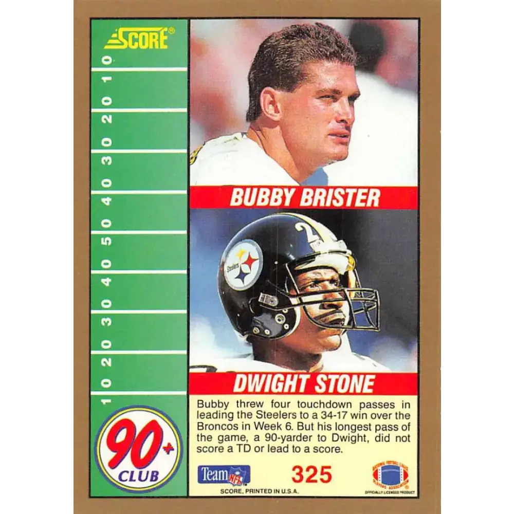 1991 Score #325 Bubby Brister/Dwight Stone EX Excellent Pittsburgh Steelers Football Card - Football Card Single