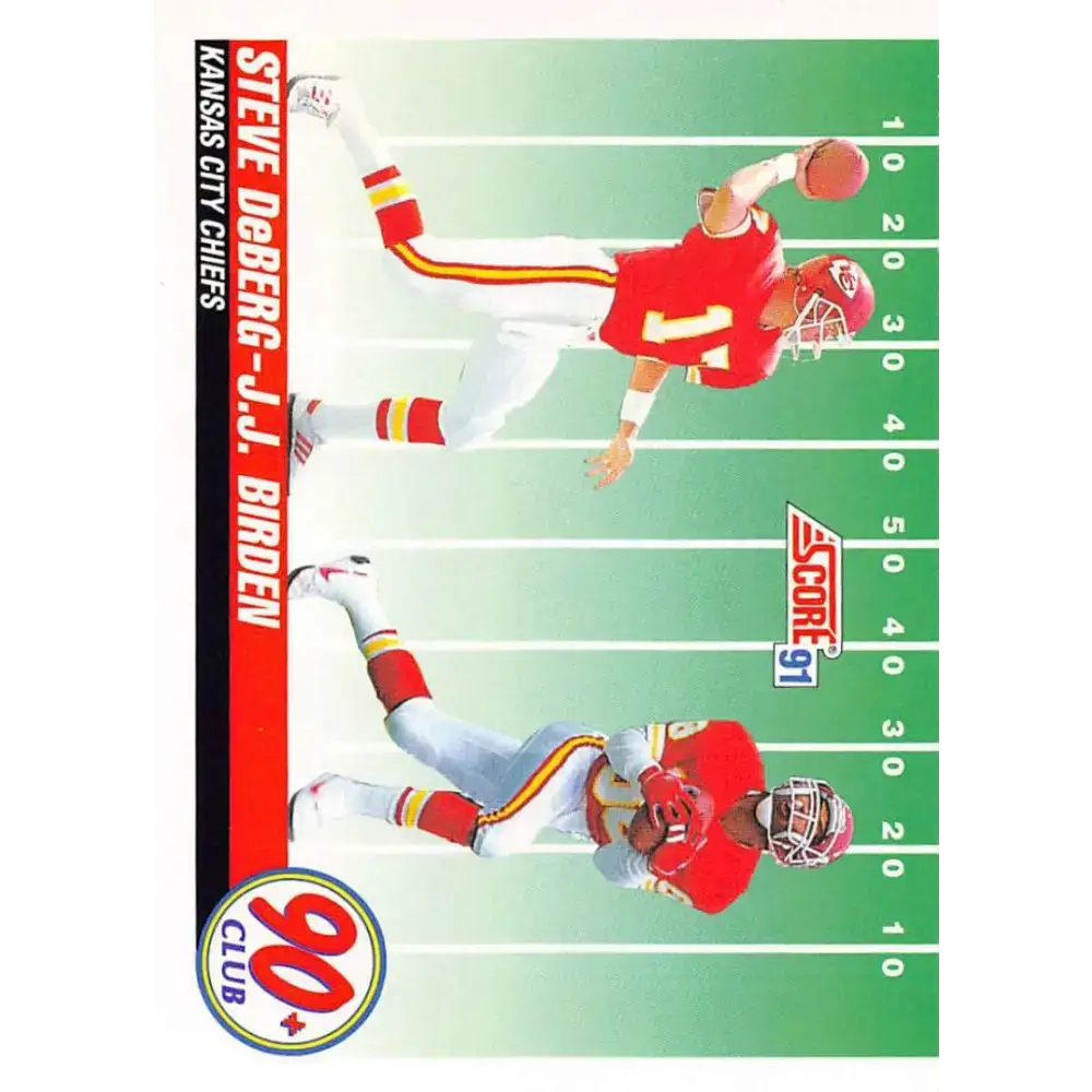 1991 Score #326 Steve DeBerg/J.J. Birden EX Excellent RC Rookie Kansas City Chiefs Football Card - Football Card Single