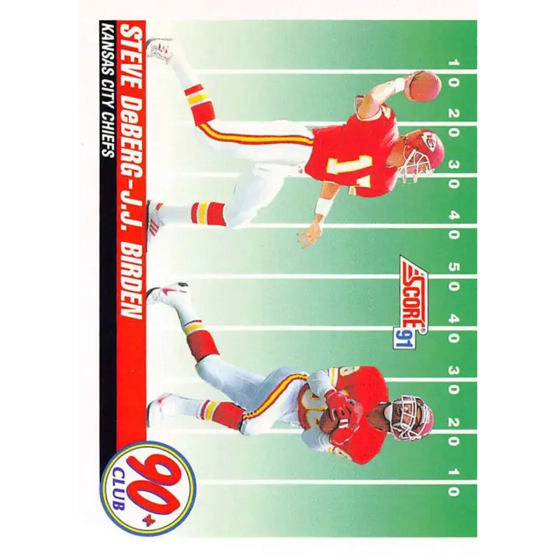1991 Score #326 Steve DeBerg/J.J. Birden EX Excellent RC Rookie Kansas City Chiefs Football Card - Football Card Single