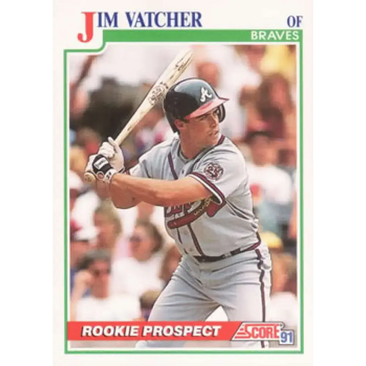 1991 Score #341 Jim Vatcher UER NM-MT RC Rookie Atlanta Braves Baseball Card - Baseball Card Single