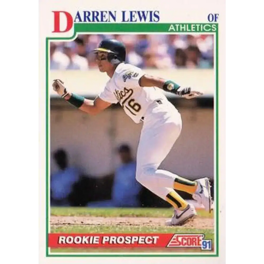 1991 Score #350 Darren Lewis SC NM-MT Oakland Athletics Baseball Card - Baseball Card Single