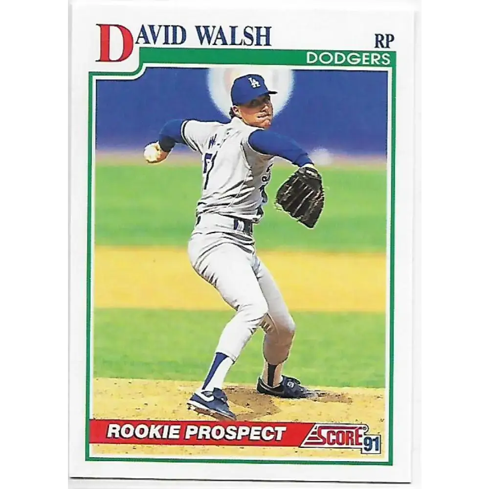 1991 Score #351 Dave Walsh NM-MT RC Rookie Los Angeles Dodgers Baseball Card - Baseball Card Single