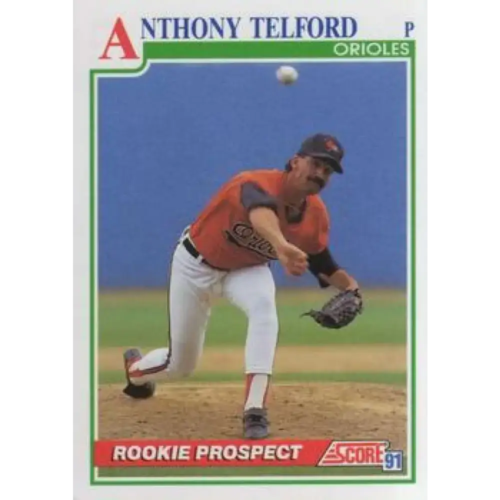 1991 Score #354 Anthony Telford NM-MT RC Rookie Baltimore Orioles Baseball Card - Baseball Card Single