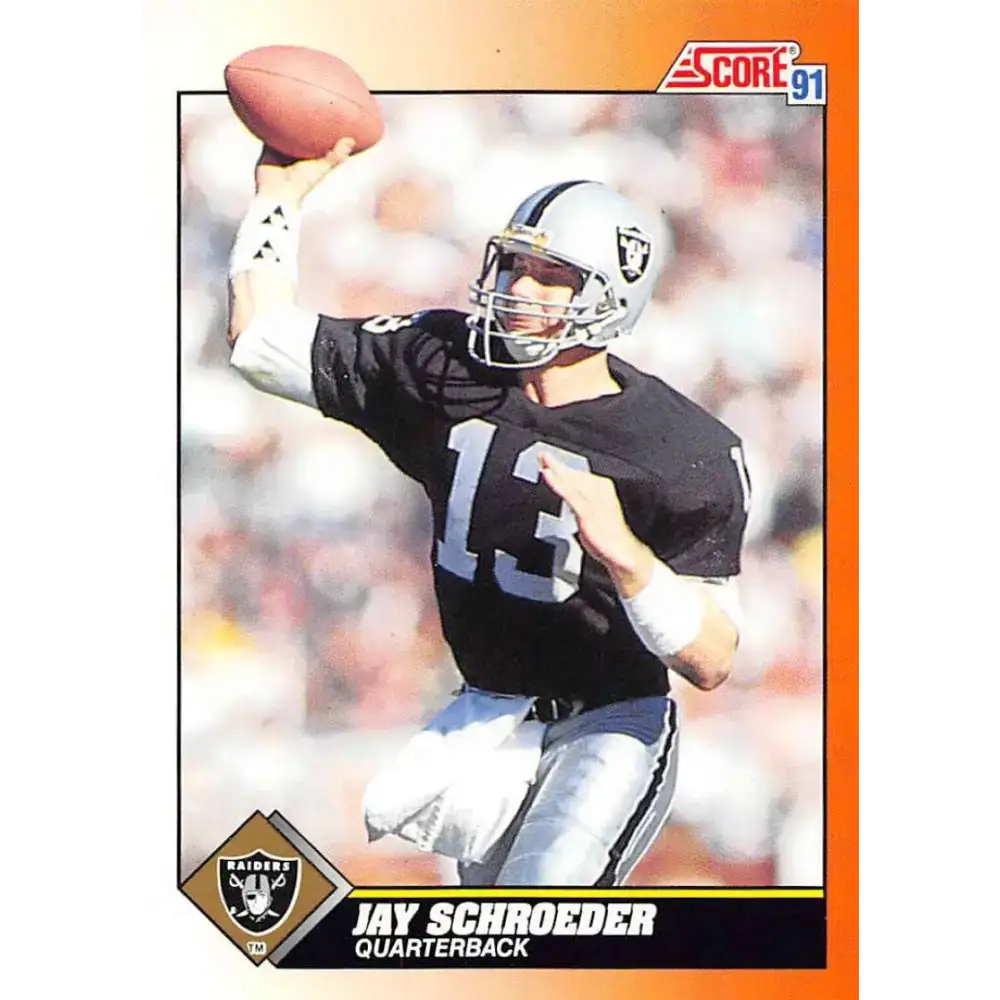 1991 Score #357 Jay Schroeder EX Excellent Los Angeles Raiders Football Card - Football Card Single