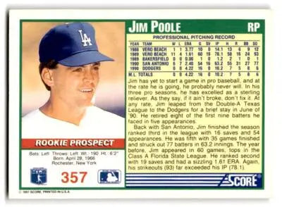 1991 Score #357 Jim Poole - Baseball Card Single