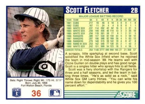 1991 Score #36 Scott Fletcher EX/NM - Baseball Card Single