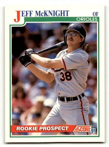 Original gloss Jeff McKnight Baltimore Orioles baseball card from 1991 Score set