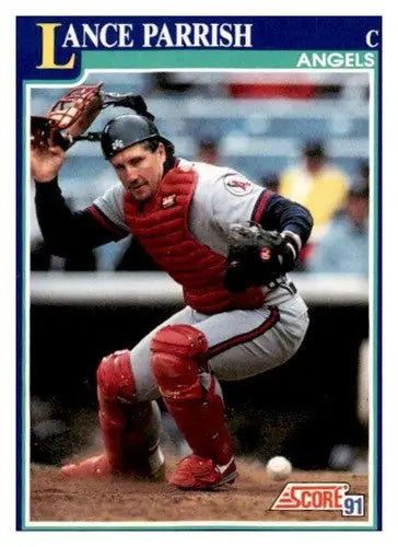 Original gloss Lance Parrish baseball card from 1991 Score #37 featuring Lance Parrish and Simply Sandoval