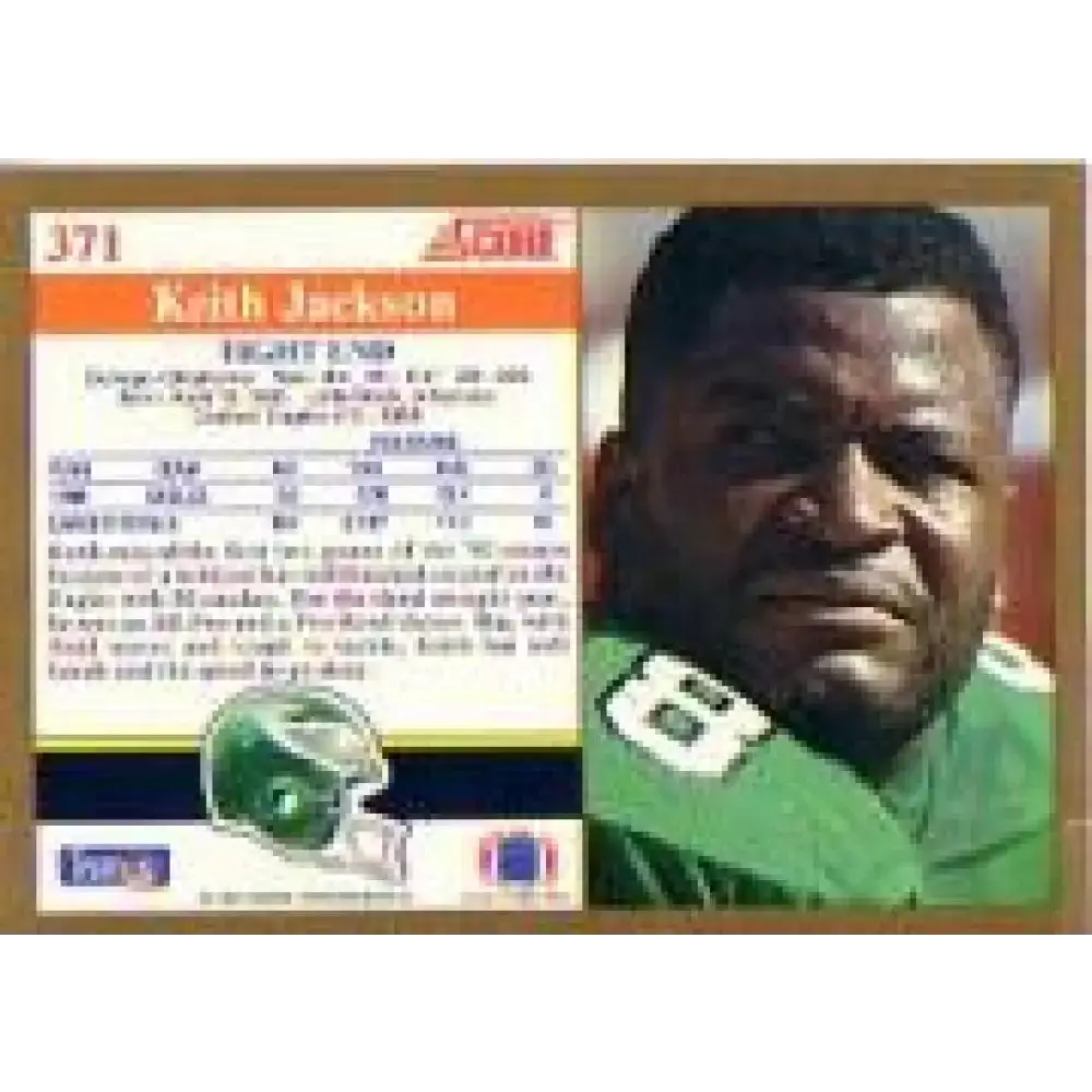 1991 Score #371 Keith Jackson EX Excellent Philadelphia Eagles Football Card - Football Card Single