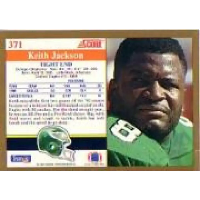 1991 Score #371 Keith Jackson EX Excellent Philadelphia Eagles Football Card - Football Card Single