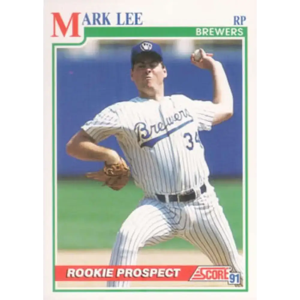 1991 Score #372 Mark Lee UER NM-MT RC Rookie Milwaukee Brewers Baseball Card - Baseball Card Single