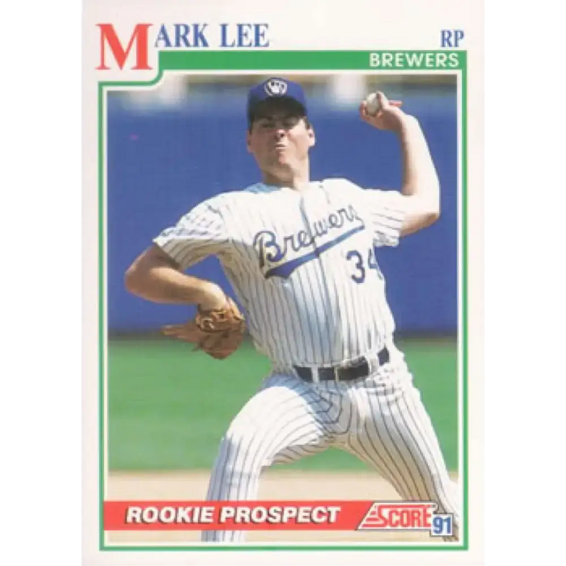 1991 Score #372 Mark Lee UER NM-MT RC Rookie Milwaukee Brewers Baseball Card - Baseball Card Single