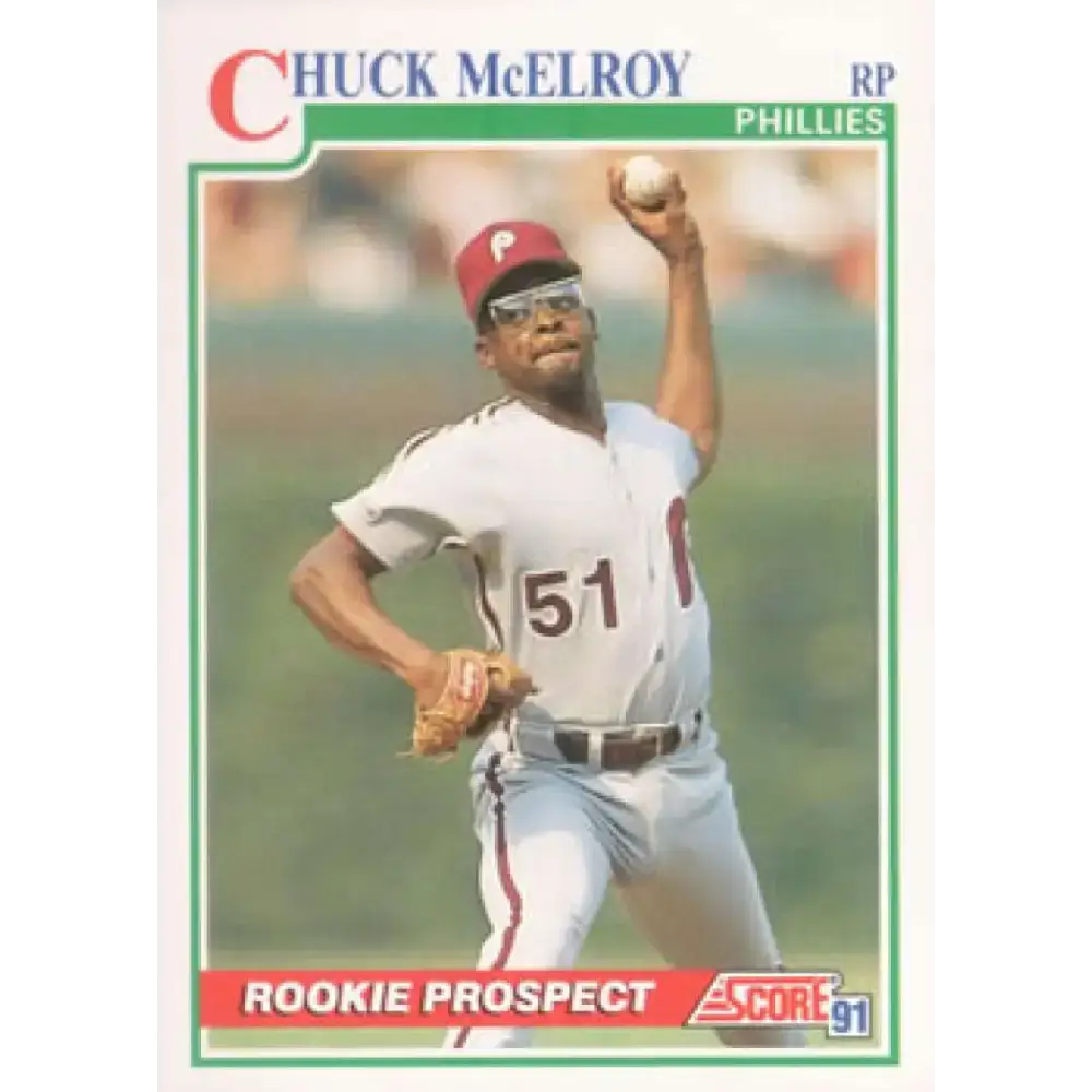 1991 Score #374 Chuck McElroy NM-MT Philadelphia Phillies Baseball Card - Baseball Card Single