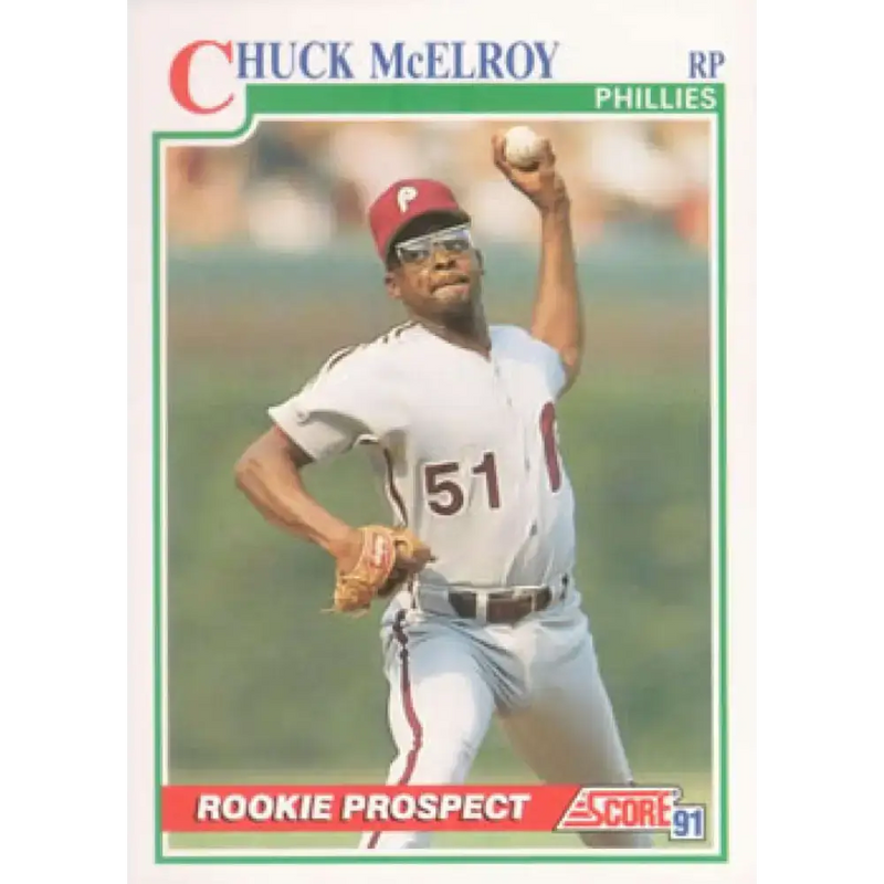 1991 Score #374 Chuck McElroy NM-MT Philadelphia Phillies Baseball Card - Baseball Card Single
