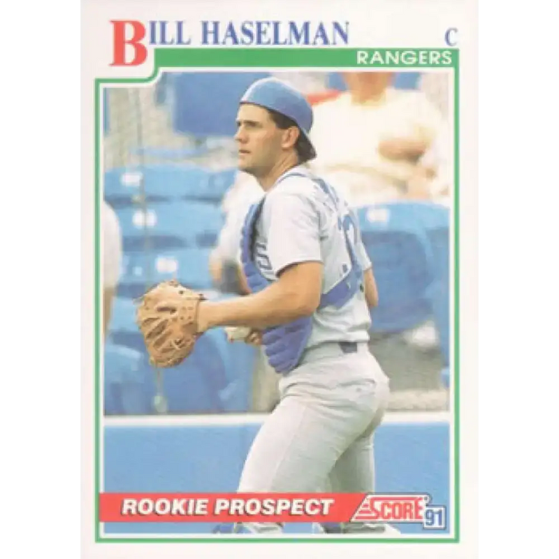 1991 Score #377 Bill Haselman NM-MT RC Rookie Texas Rangers Baseball Card - Baseball Card Single