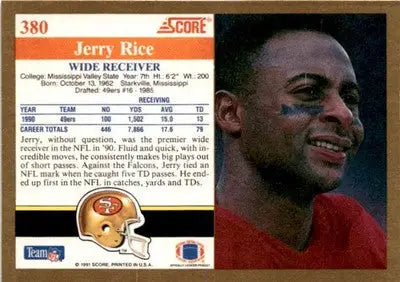 1991 Score #380 Jerry Rice - Football Card Single