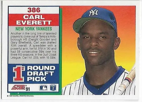 Original gloss 1991 Score Carl Everett Rookie Card featuring Carl Everett from the Yankees