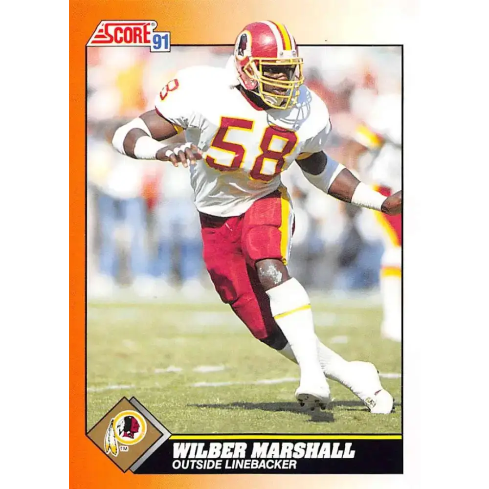 1991 Score #387 Wilber Marshall EX Excellent Washington Redskins Football Card - Football Card Single