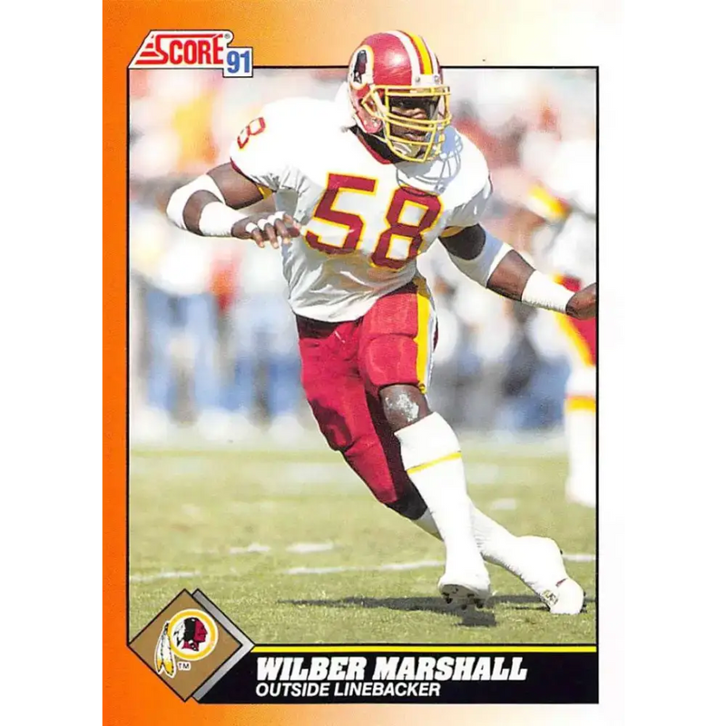 1991 Score #387 Wilber Marshall EX Excellent Washington Redskins Football Card - Football Card Single