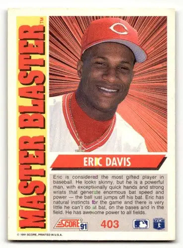 Original gloss Eric Davis Cincinnati Reds baseball card from 1991 Score series