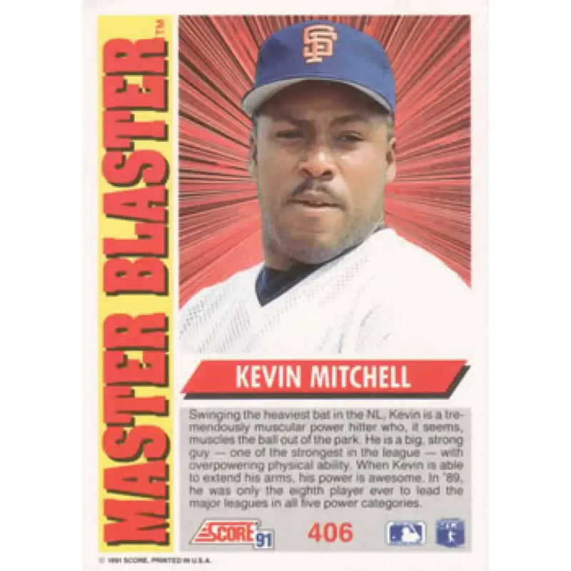 1991 Score #406 Kevin Mitchell NM-MT San Francisco Giants Baseball Card - Baseball Card Single