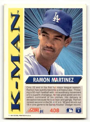 Original gloss 1991 Score Ramon Martinez Los Angeles Dodgers baseball card