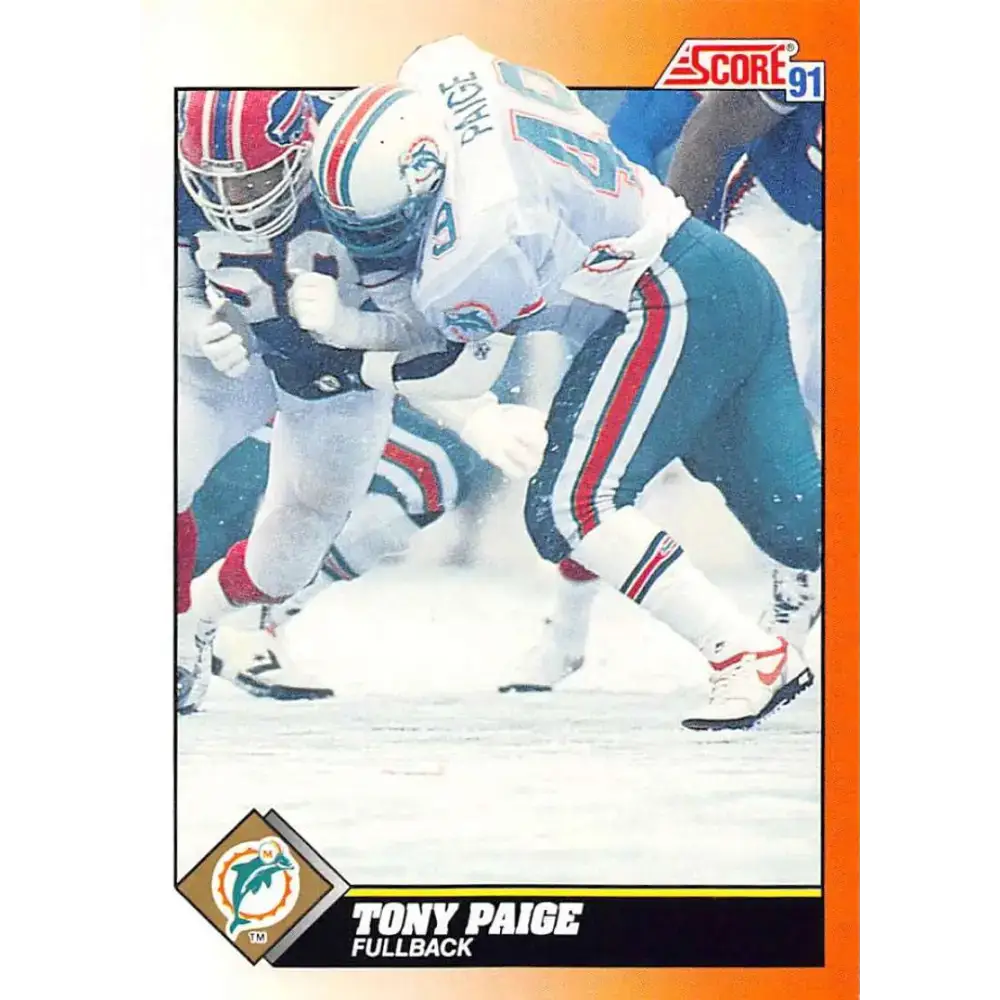 1991 Score #409 Tony Paige EX Excellent Miami Dolphins Football Card - Football Card Single