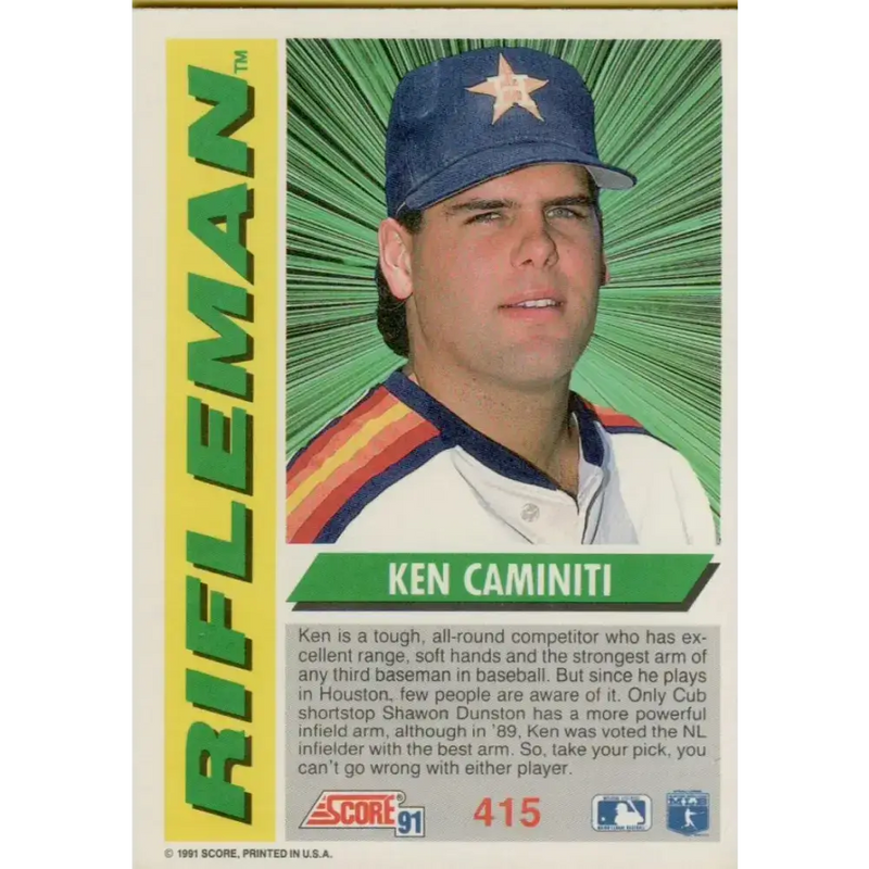 1991 Score #415 Ken Caminiti NM-MT Houston Astros Baseball Card - Baseball Card Single