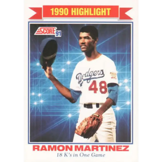 1991 Score #419 Ramon Martinez HL NM-MT Los Angeles Dodgers Baseball Card - Baseball Card Single