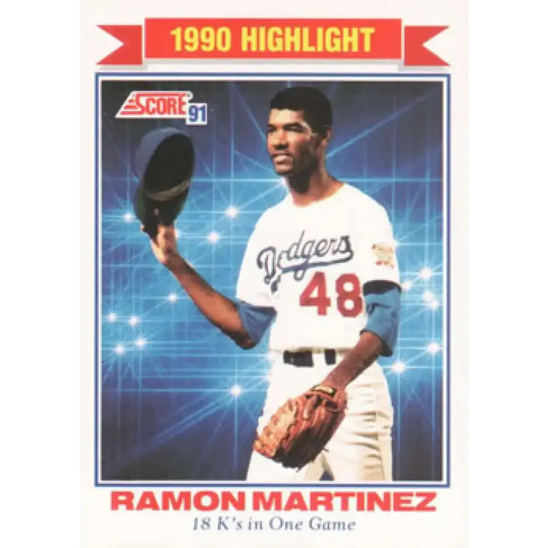 1991 Score #419 Ramon Martinez HL NM-MT Los Angeles Dodgers Baseball Card - Baseball Card Single