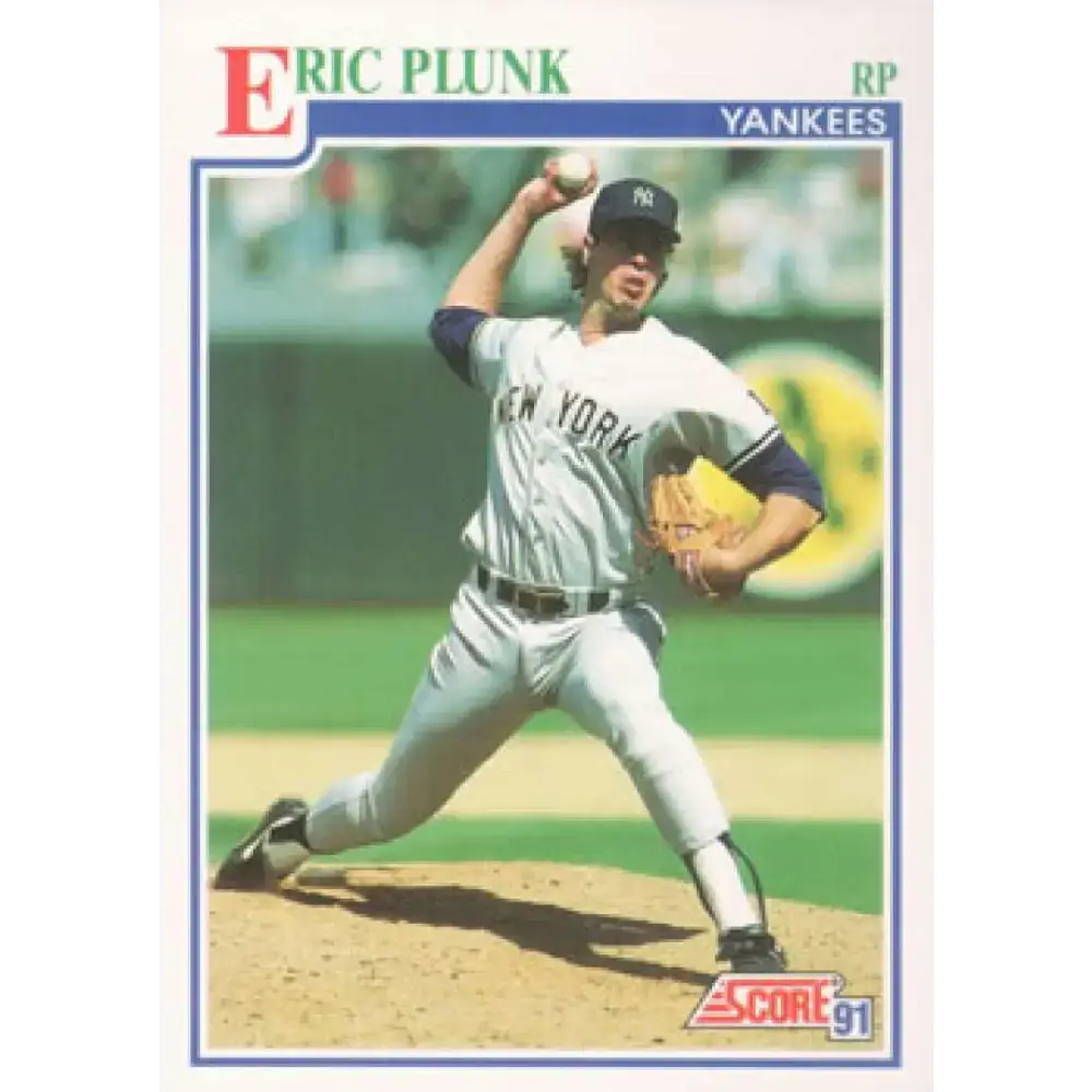 1991 Score #428 Eric Plunk UER NM-MT New York Yankees Baseball Card - Baseball Card Single