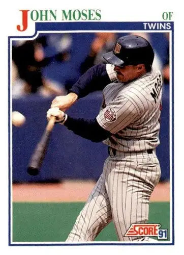 Baseball card of John Moses from 1991 Score #429 with original gloss and Simply Sandoval