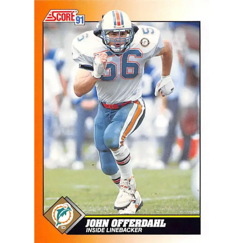 1991 Score #445 John Offerdahl EX Excellent Miami Dolphins Football Card - Football Card Single